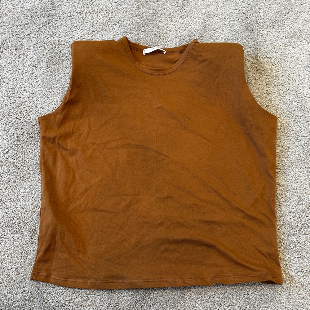 Mango padded shoulder top